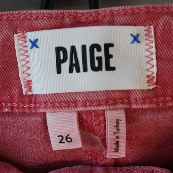 Paige, Cindy, Seamed High Rise Straight Raw Hem Jeans, Vintage Sweet Rose, Pink - Picture 5 of 8